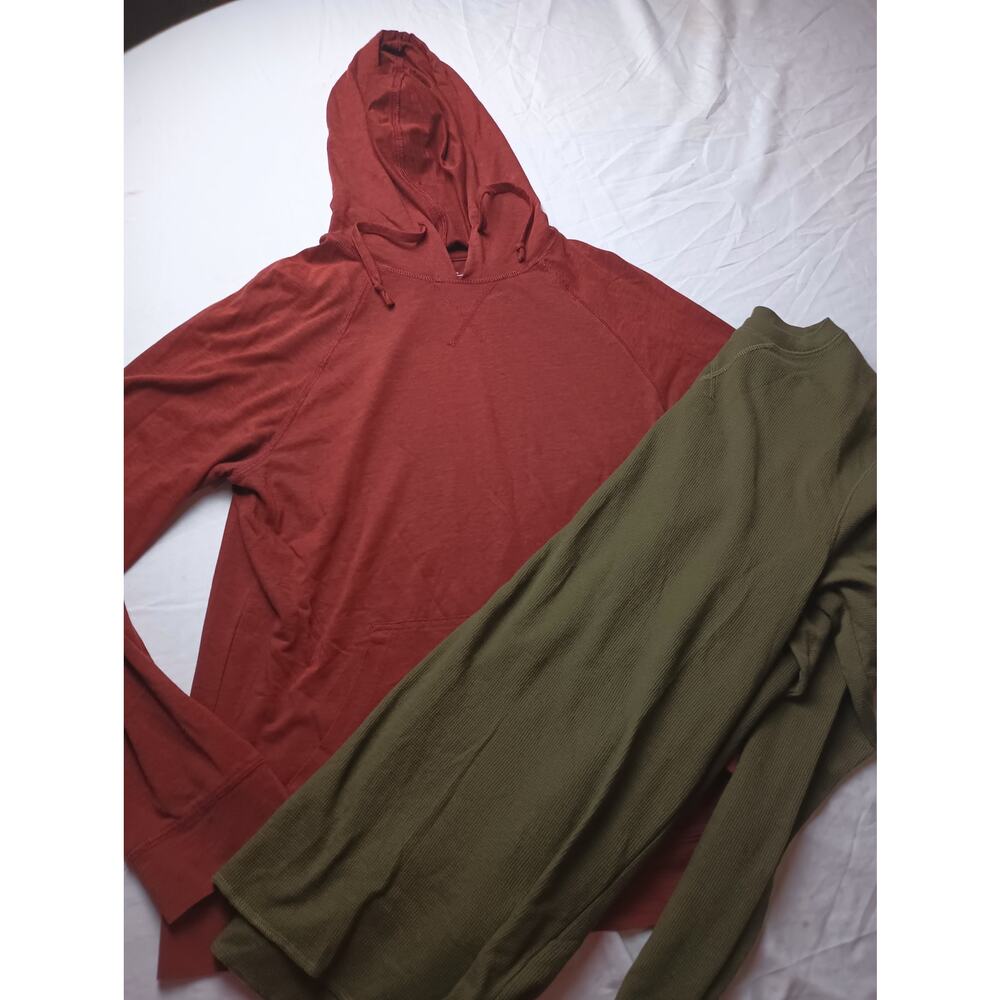 Public Opinion Men's Long‎ sleeve shirts lot of 2 thermal waffle Hooded Small